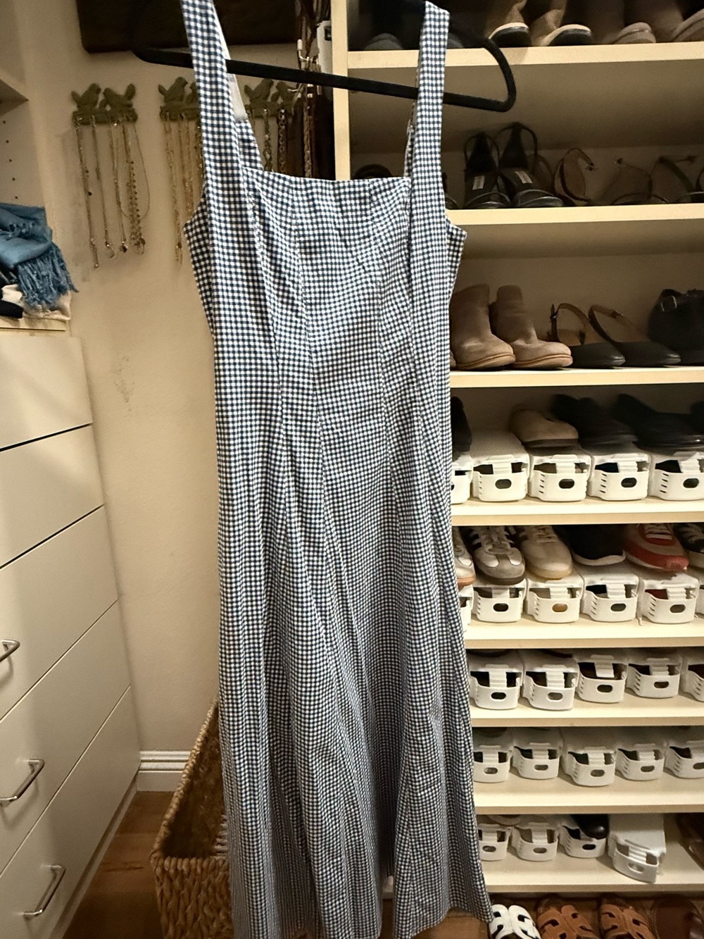 Abercrombie & Fitch Blue and White Gingham Maxi Sundress